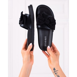 J. Star Platform slippers with a bow black 2