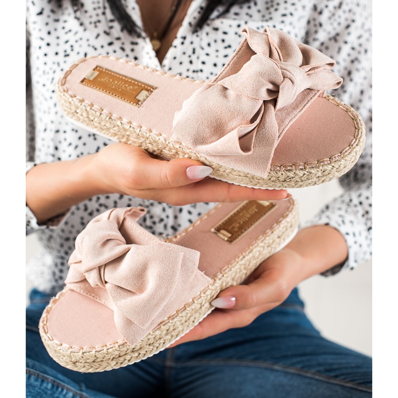 TRENDI Slippers On A Straw Platform pink 1