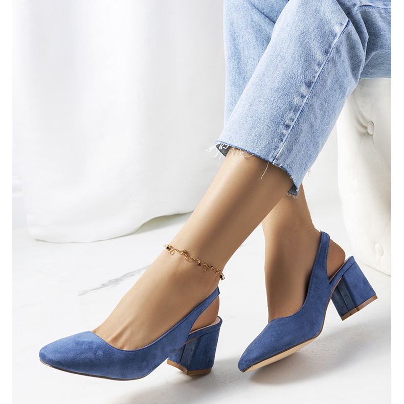 Blue pumps with an open heel from Panova 1