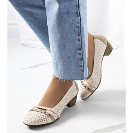 Hernandez beige openwork pumps 1