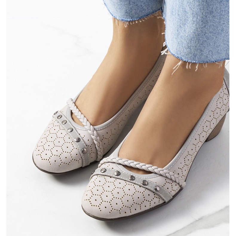 Hernandez gray openwork pumps grey 1