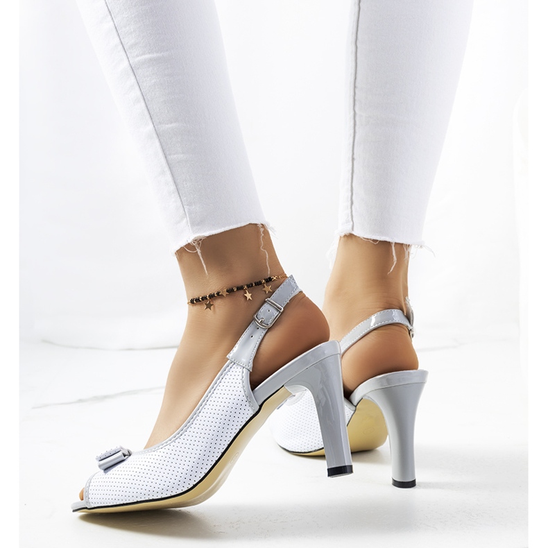 Gray sandals on a Usamov heel white grey 1