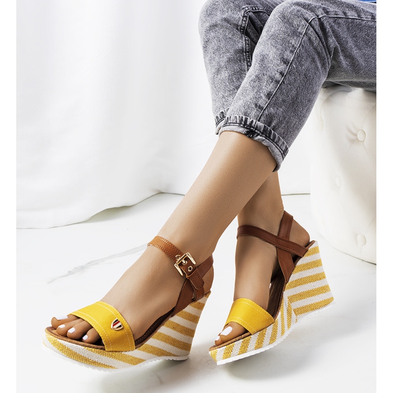 Yellow espadrilles on the Storey wedge 1