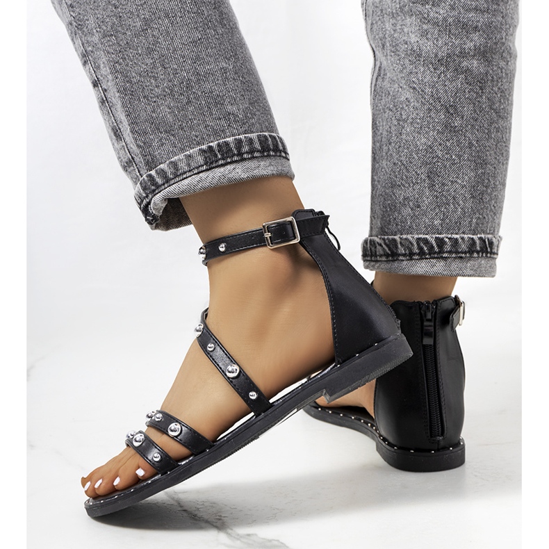 Krolt black studded sandals 1