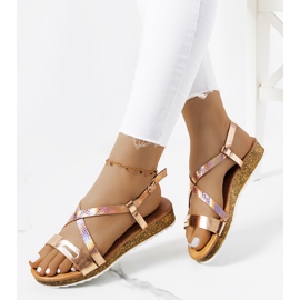 Verna pink holographic sandals golden 1