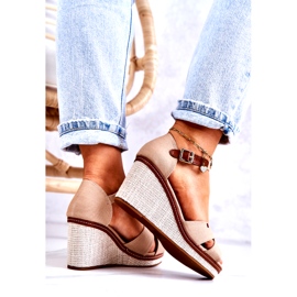 PS1 Women's Sandals On Wedge Dark Beige Veenus brown 4
