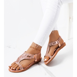 Pink metallic Mikayla sandals golden 1