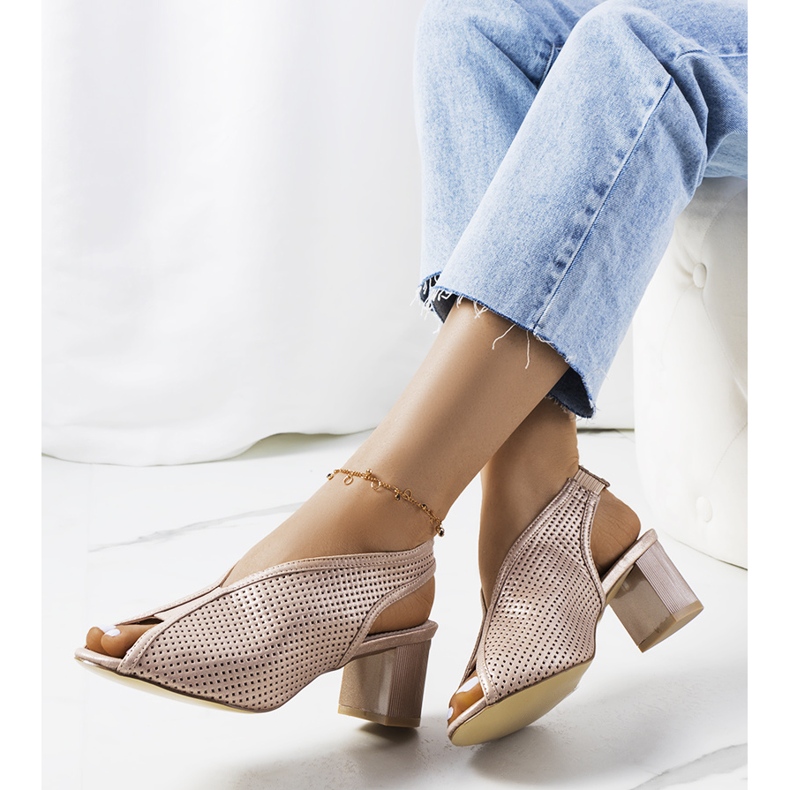 Rush pink openwork sandals golden 1