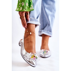 PA2 Leather Ballerinas On High Heels With Silver Elena Decoration 1