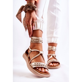 Leather Sandals On The Platform Maciejka 05559-25 Golden 1
