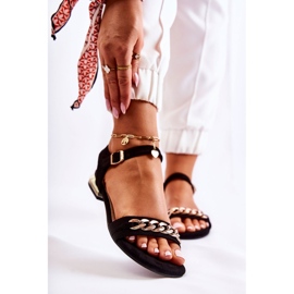 Vinceza Women's Suede Sandals With A Chain Black Norine 1