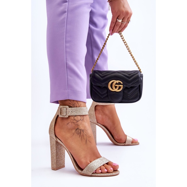 NFR Women's Sandals On A High Heel Gold Glitter Joalice golden 2