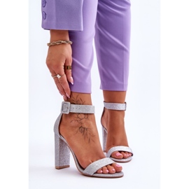 NFR Women's Sandals On A Heel Silver Glitter Joalice 1