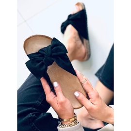 Cork slippers with a Lilac Black bow 1