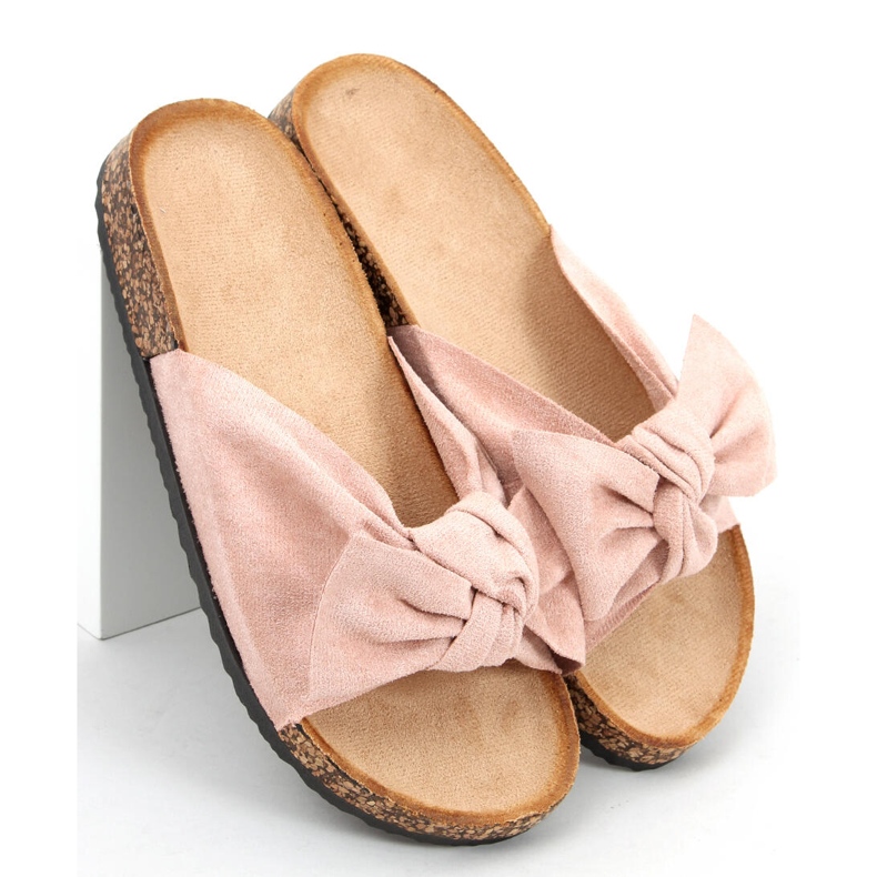 Cork slippers with a Lilac Pink bow 2