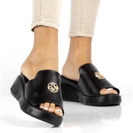Leather slippers Filippo DK3596 / 22 Bk black 4