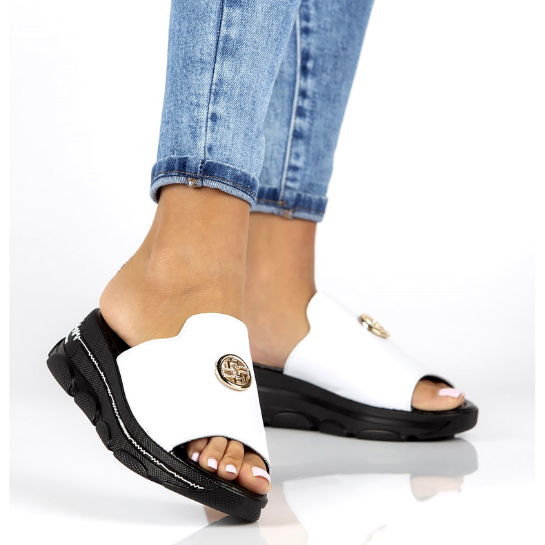 Leather slippers Filippo DK3872 / 22 Wh white 6