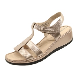 Comfort leather sandals Caprice 28152-28 341 Taupe Metalic golden 5