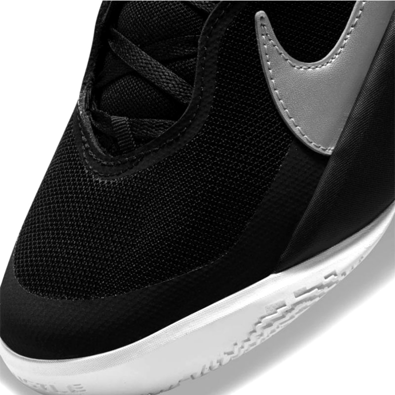 Nike Team Hustle D 10 Big Basketball Shoe Jr CW6735 004 basketball shoe black silver 3