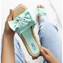 Green slippers with a bow Avi 1