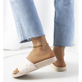 Kate beige quilted slippers 2