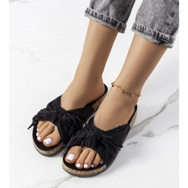 Black Laderies fringed slippers 1