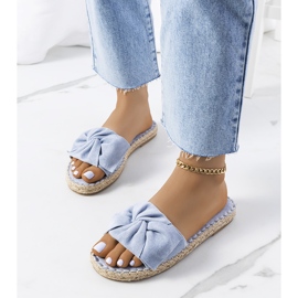 Blue slippers with a Krina bow 1