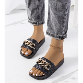 Black quilted Anandi slippers 1 Black quilted Anandi slippers 1