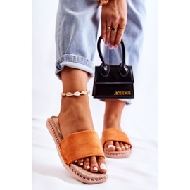 FJ1 Suede Women's Slippers Orange Sunset 1