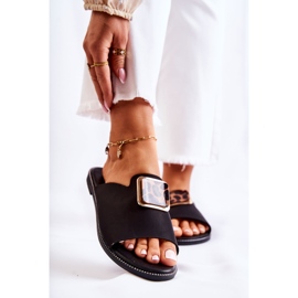 FJ1 Women's Slippers With Decorative Element Black Leonia 2