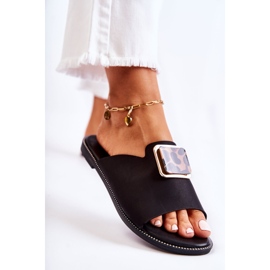 FJ1 Women's Slippers With Decorative Element Black Leonia 1