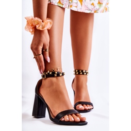 FJ1 Leather Sandals On High Heels With Black Maribel Studs 1