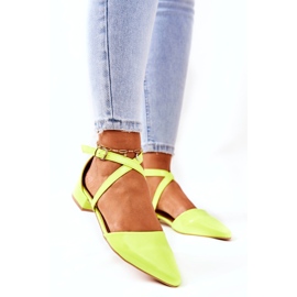 WS1 Patent Pumps On Low Heels Neon Yellow Giovanna 2
