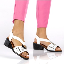 Leather openwork sandals with Filippo DS2308/22 White decoration 1