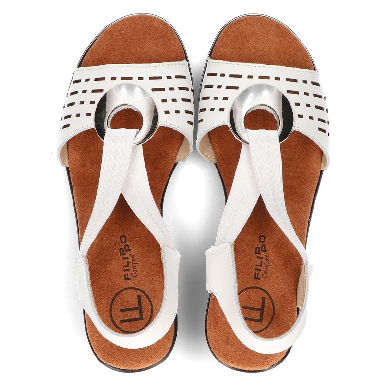 Leather openwork sandals with Filippo DS2308/22 White decoration 4