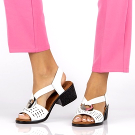 Leather openwork sandals with Filippo DS2308/22 White decoration 6