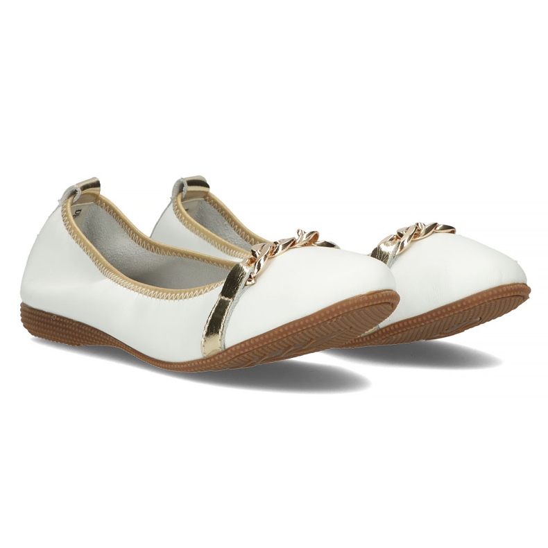 Leather ballet flats with chain Filippo DP3709/22 white 4