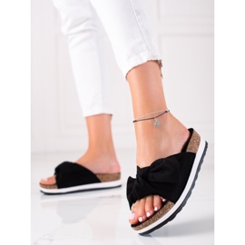 Marquiz Slippers On The Platform With A Bow black 1