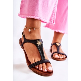 S.Barski Comfortable Women's Sandals With Black Sabrine Decoration 1