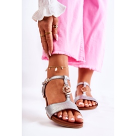 S.Barski Lightweight Women's Sandals With Buckle Dark Silver Carida 1