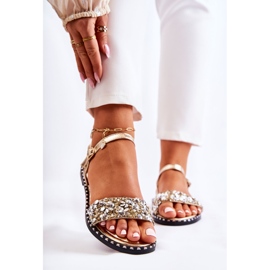PS1 Women's Sandals On Flat Heels With Gold Francesca Studs golden 1