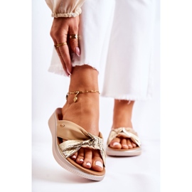 PE1 Comfortable Leather Women's Slippers Beige and Gold Neyla golden 1 PE1 Comfortable Leather Women's Slippers Beige and Gold Neyla golden 1
