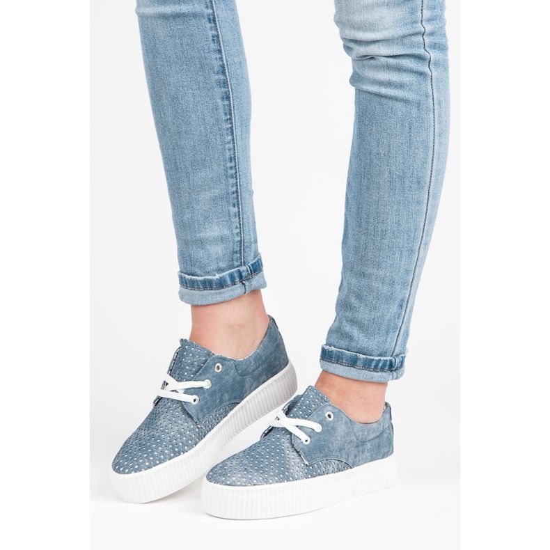 Kylie Openwork sneakers on the platform blue 2