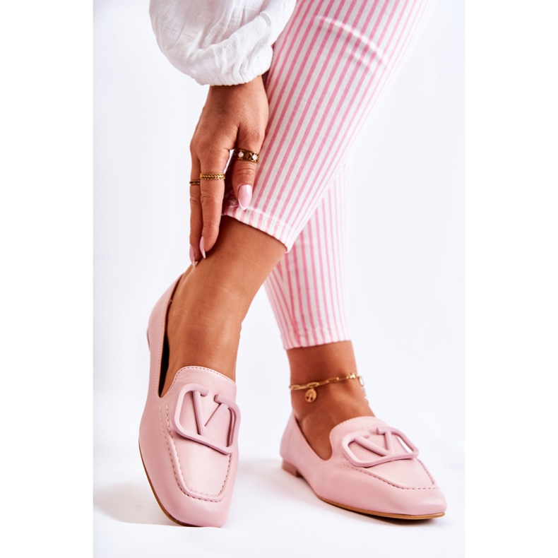 PS1 Loafers Brogues With Pink Hermosa Ornament 2