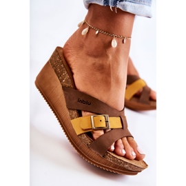 Women's Slippers On Wedge Inblu EN000024 Brown-Yellow 2 Women's Slippers On Wedge Inblu EN000024 Brown-Yellow 2