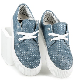 Kylie Openwork sneakers on the platform blue 1
