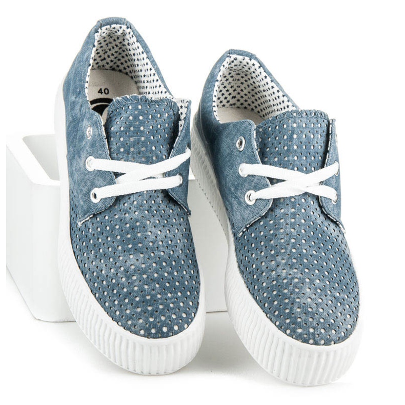 Kylie Openwork sneakers on the platform blue 1