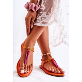 FL1 Women's Sandals Flip Flops With A Shell Orange Candell 2