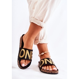 PE1 Classic Slip-On Slippers With Black And Gold Bahari Inscription 2