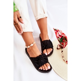 PE1 Classic Suede Slippers With A Bow Black Hayle 1